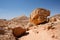 Weathered orange rocks in desert