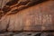 weathered petroglyphs on a cliff face