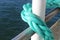 Weathered rope line on coastal ferry boat