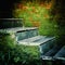 Weathered stairs of abandoned tropical house