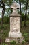 Weathered tombstone in an old cemetery