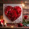 Weathered Warmth: Valentine's Day Setup with Gifts and Hearts on Old Wood