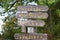 Weathered way sign to Landkern, Cochem, Alter Postweg and Wackelei