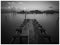 Weathered wooden bridge , lake on a lonely day