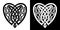 Weaving style design in black and white color for Valentine Day. Celtic knot pattern Intertwined hearts. Isolated Vector