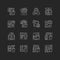 Web analytics chalk white icons set on black background