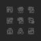 Web analytics chalk white icons set on black background