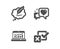Web analytics, Copyright chat and Heart icons. Checkbox sign. Statistics, Speech bubble, Star rating. Vector
