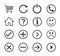 Web application interface icon collection. Vector symbol set. home, shopping cart, power and info button sign.