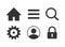 Web application interface icon collection. Vector symbol set. Menu, search, home, settings, account and lock button sign.