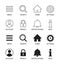 Web application interface icon collection. Vector symbol set. Menu, search, home, settings, account, lock and info button sign.