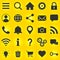 Web application interface icon collection. Vector symbol set. Search, home, settings, account, lock and info button sign.