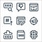 web apps seo line icons. linear set. quality vector line set such as , guide, incognito, megaphone, edit, up arrow, line chart,