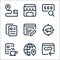 web apps seo line icons. linear set. quality vector line set such as hyperlink, global, hot drink, megaphone, edit, paste, search