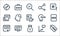 web apps seo line icons. linear set. quality vector line set such as label, earning, hyperlink, chat, desktop, cit card, idea,