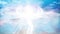 Web banner. Archangel. Heavenly angelic spirit with wings. Illustration abstract white angel. Belief. Afterlife. Spiritual Angel