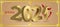 Web banner Chinese New Year. Gold numbers 2021 on a gold background with craft style elements.