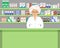 Web banner of an elderly pharmacist