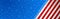 Web banner with elements of the American national flag, red and blue stars. Decorative USA banner suitable for background, headers