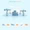 Web banner infographic design with construction site icons