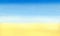 Web banner light blue to warm yellow abstract sea and beach gradient painted in watercolor on clean white background