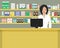 Web banner of a pharmacist. Pharmacy in a yellow color