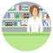 Web banner of a pharmacist in a round shape