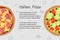 Web banner for restaurant with different kinds of pizza