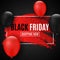 Web banner for sale Black Friday. Grunge line with glitters. Realistic balloons. Dark background. Big discounts. Special offer. Co