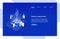 Web banner template with analysts, scientists or researchers analyzing DNA molecule on blue background. Genetic