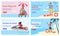 Web banners for beach lifeguards and water rescue, flat vector illustration.