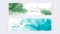 Web banners with blue and green alcohol ink texture. Modern templates for invitation, logo, card, flyer, poster, save the date