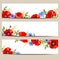 Web banners with poppies and cornflowers. Vector eps-10.