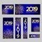 Web banners set with firework, inscription 2019 Merry Christmas