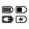 Web Battery charging charge indicator. Vector icon level Battery Energy powerfully full. Power running low up status batteries set