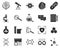 Web, biology. Bioengineering glyph icons set. Biotechnology for health, researching, materials creating. Molecular biology,