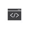 Web browser coding vector icon