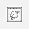 Web browser with light bulb and wifi outline icon