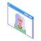 Web browser video call icon, isometric style