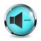 Web button Volume. Blue glass 3d icon with metal frame