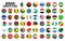 Web buttons with africa country flags, flat