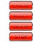 Web buttons. Shiny 3d red glass buttons with metal frame. Cancel, Reject, Delete, Stop