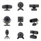 Web Camera Flat Icons. Vector Set of Webcam Pictograms