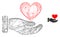 Web Carcass Hand Offer Love Heart Vector Icon