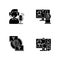 Web conference black glyph icons set on white space