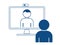 Web conference icon with people and web camera. Videoconference concept, online course, distant education, video lecture, work fro