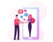 Web Dating, Human Relations Concept. Young People Meeting in Internet, Man Holding Woman Hand Going Out of Huge Smartphone