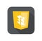 Web development shield yellow abstract sign isolated icon on grey badge with long shadow