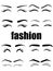 Web Different types variation of eyebrows and eyelashes models. Black line icons illustration