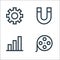 Web essentials line icons. linear set. quality vector line set such as film reel, bar chart, magnet